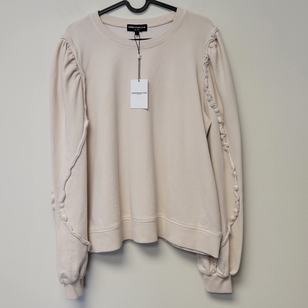 Generation Love Cleo Ruffle Sweatshirt Cream L - Picture 3 of 9